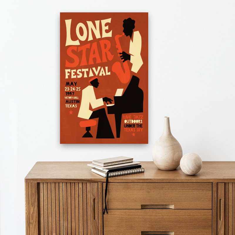 Retro Jazz Festival Retro Vintage Architecture Wall Art Print, 18" H x 12" W