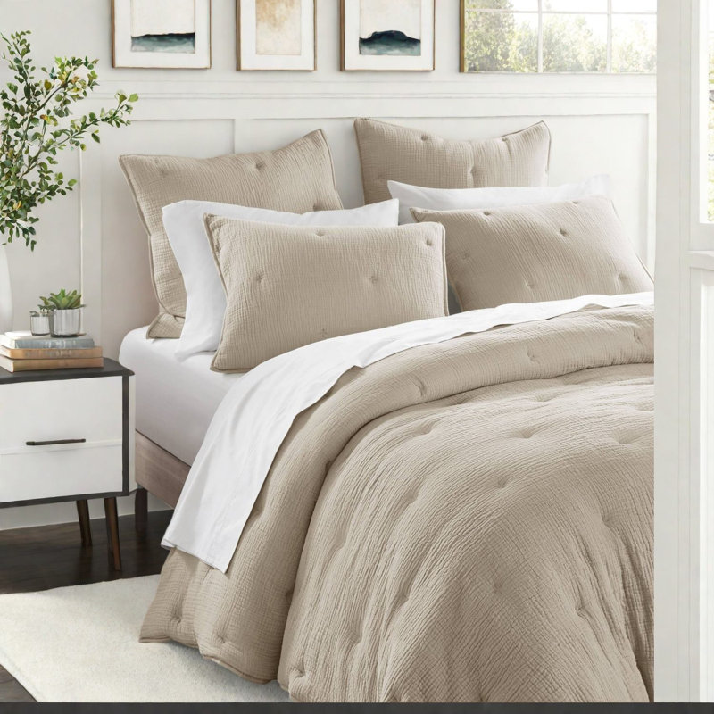 Comfortable Cotton Bedding Sets, Embroidered Taupe Style For Home