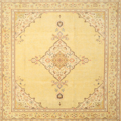 Tapis jaune/brun traditionnel Amrane