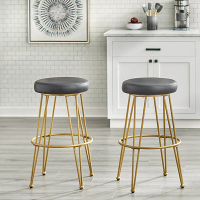 Haseena Upholstered Counter Stool with Metal Frame