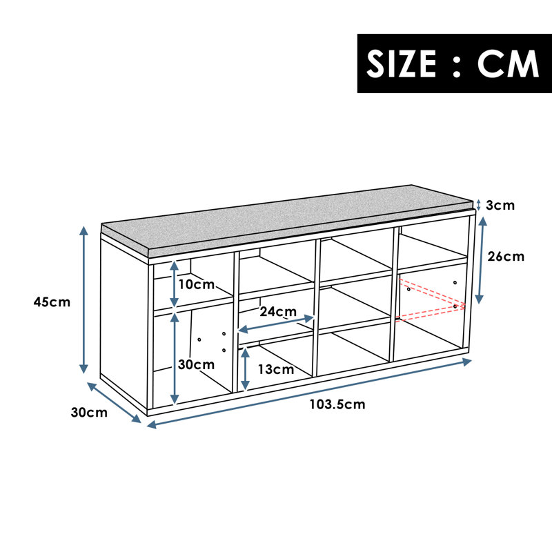10 Pair Stackable Shoe Storage Bench, White