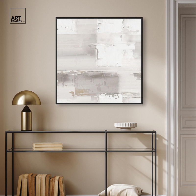 Tapisserie glaciaire par Art Remedy, H 31 po x l 31 po, Cadre flottant, Noir