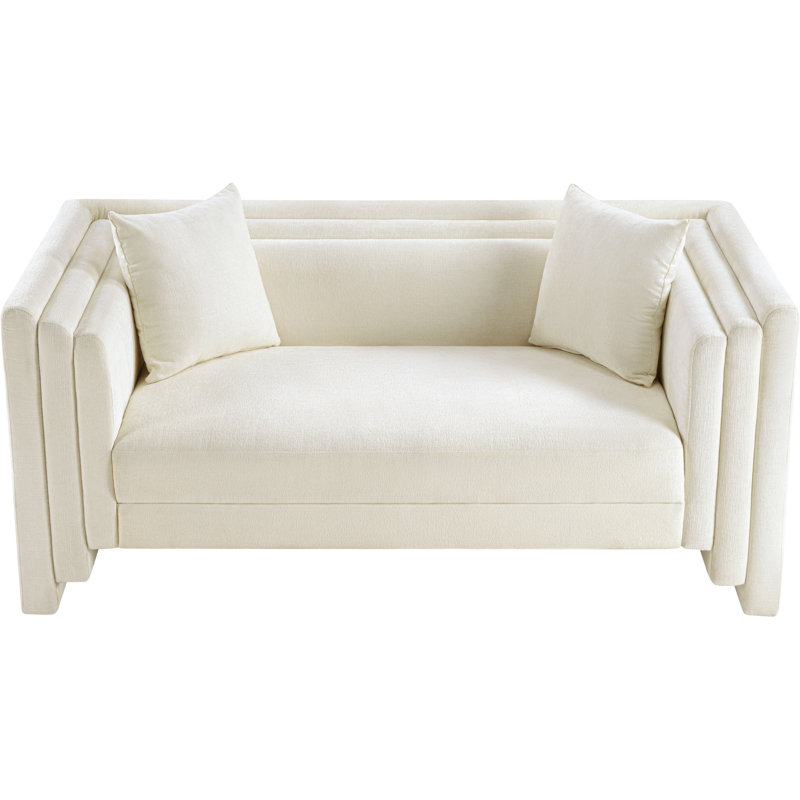 Everett Chenille Fabric Loveseat, Cream Chenille Fabric