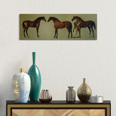 "Whistlejacket" And Two Other Stallions With Simon Cobb, The Groom, 1762 by George Stubbs - Wrapped Canvas Panoramic Painting
