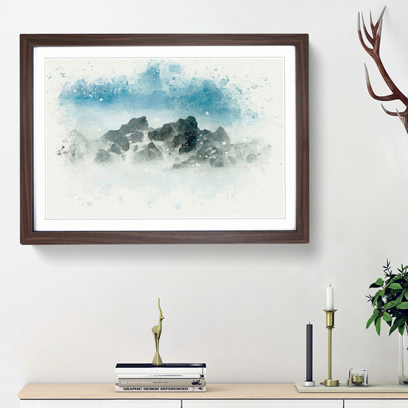 Mist over the Sea in Portugal - Picture Frame Graphic Art Print, 62cm H x 87cm W x 2cm D, Walnut Framed