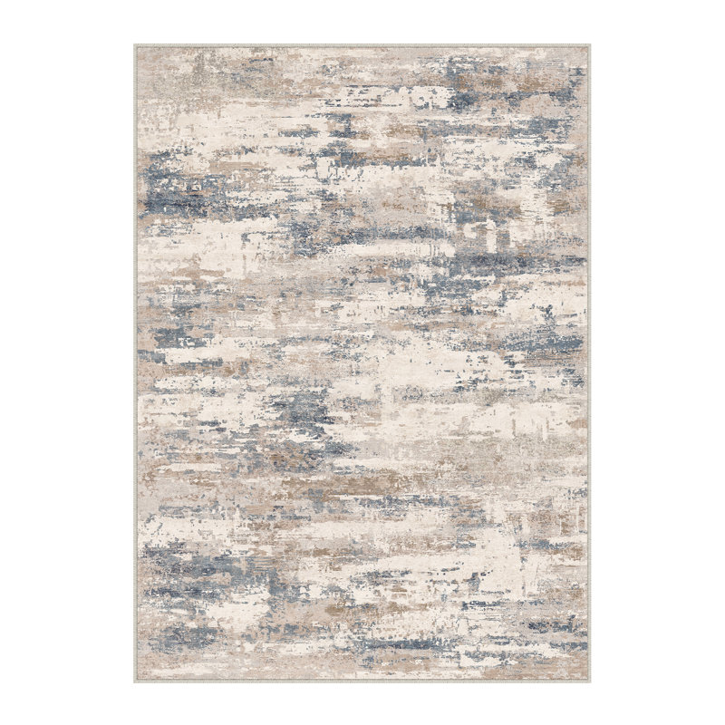 Sarah Modern Abstract Machine Washable Area Rug with Non-Slip Backing, Rectangle 3' x 5'