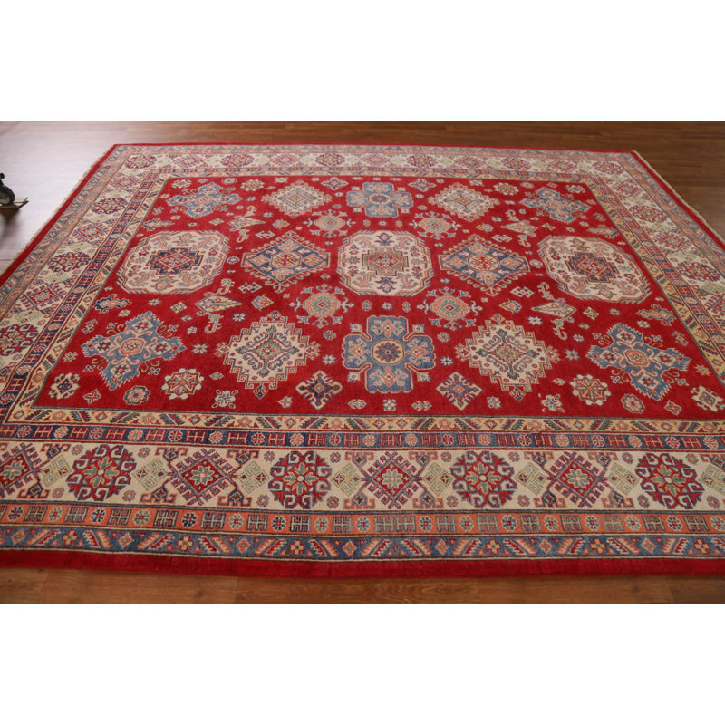 Tapis oriental géométrique Kazak fait à la main 8 x 10