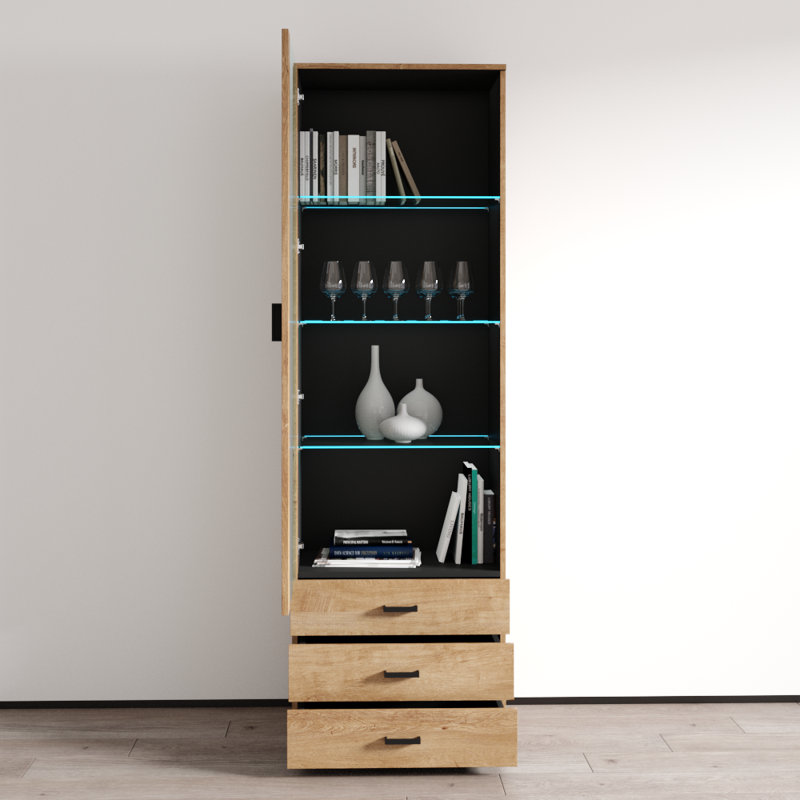 Bibliothèque Sabala 23,6 "avec finition ultrabrillante, Chêne