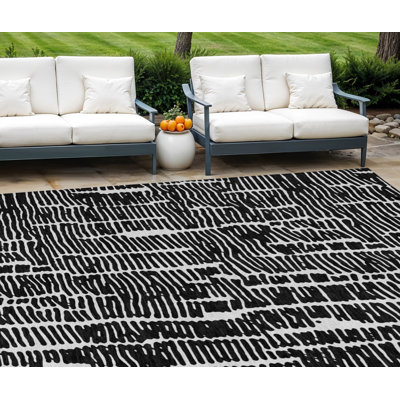 8' X 10' Ivory Abstract Washable Indoor Outdoor Area Rug