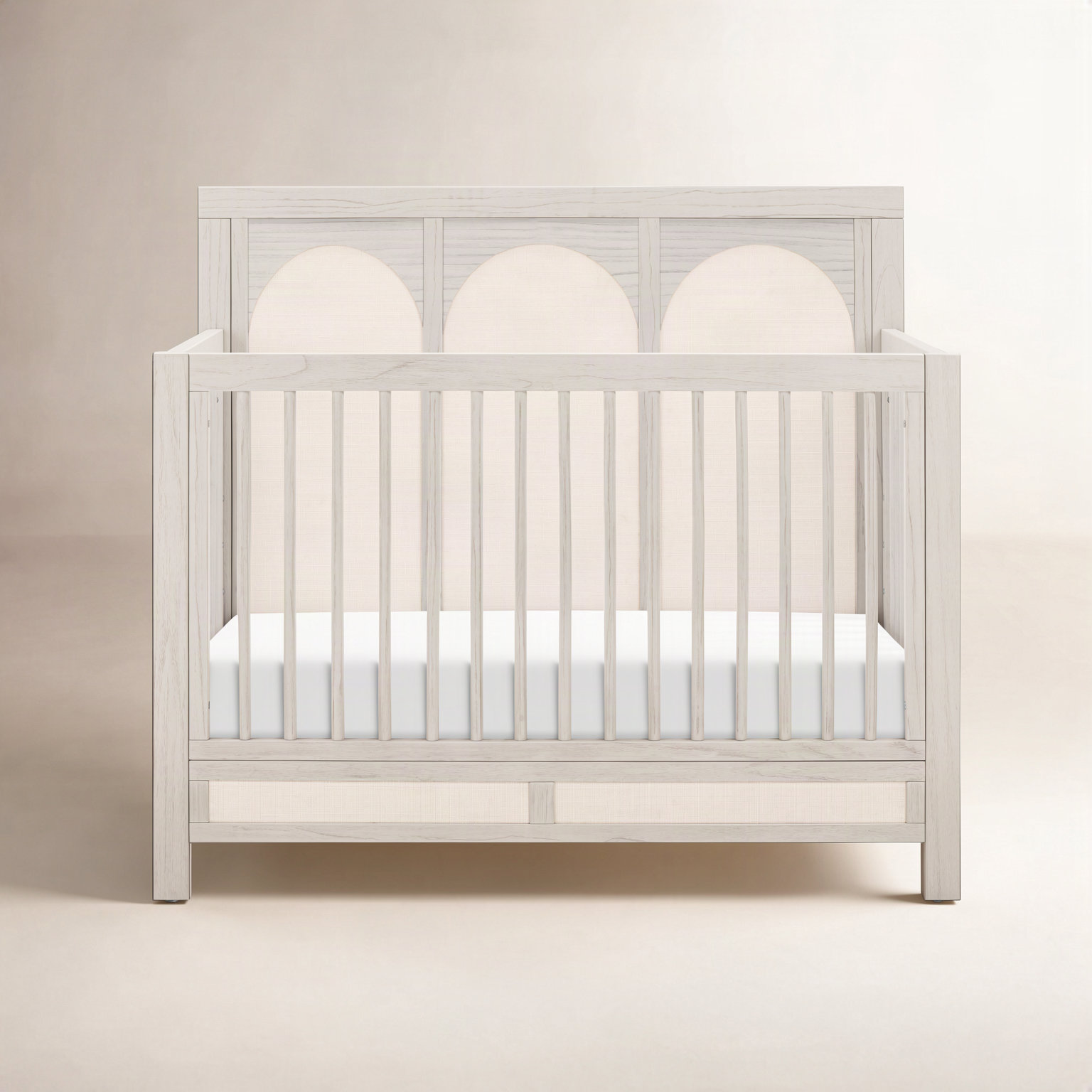 Eloise 4-in-1 Convertible Crib, White Driftwood/Performance Pearl Eco-Weave