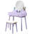 Purple Vanity And Stool - Contemporary Style With Drawers, Solid Wood, , 12.6"H Dimension Wood , Tapered Legs Storage Solution-2101596226