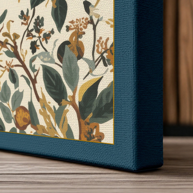 Scattered Study Botanical - Wrapped Canvas, 18x12 - 45.7 x 30.5 cm, Teal Border