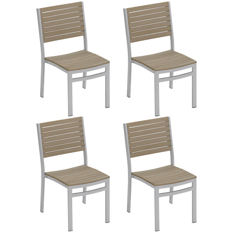 Travira Stacking Patio Dining Side Chair, Tekwood Vintage, Flint
