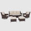 Ensemble de conversation de patio 7 pièces en osier toutes saisons avec chaises pivotantes et table basse en verre-176027089