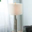 Lampe de table, lampe de table en verre doré 16 x 16 x 35 po avec abat-jour en tissu blanc, lampe de table