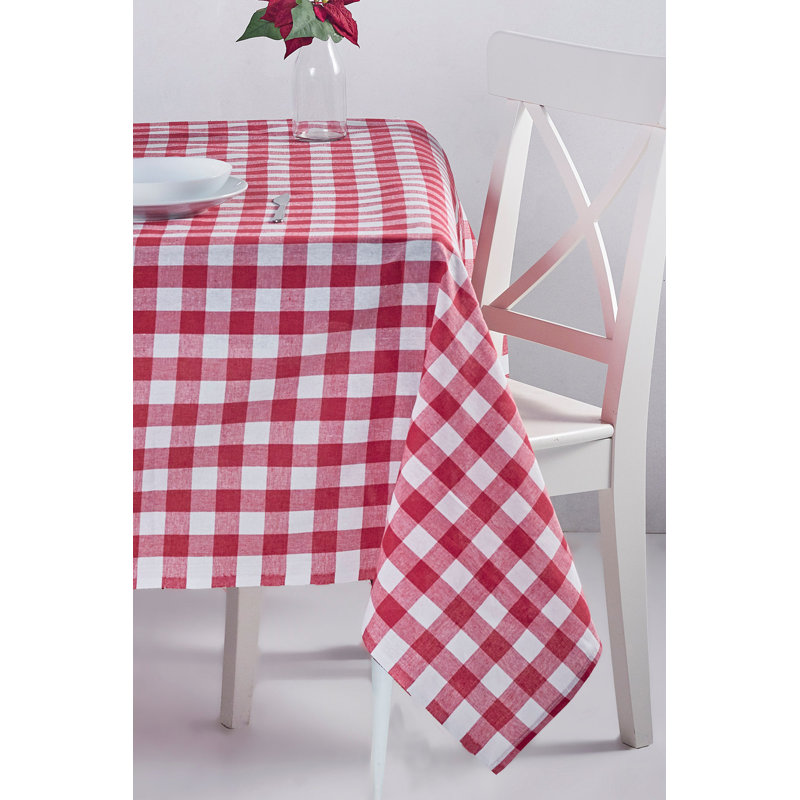 Nappe élégante à carreaux, 100% mélange de coton (85% coton / 15% polyester), 63,0 po x 102,4 po | Facile à nettoyer et lavable à la machine | Couleur rouge vif, parfaite pour la salle à manger et les occasions spéciales