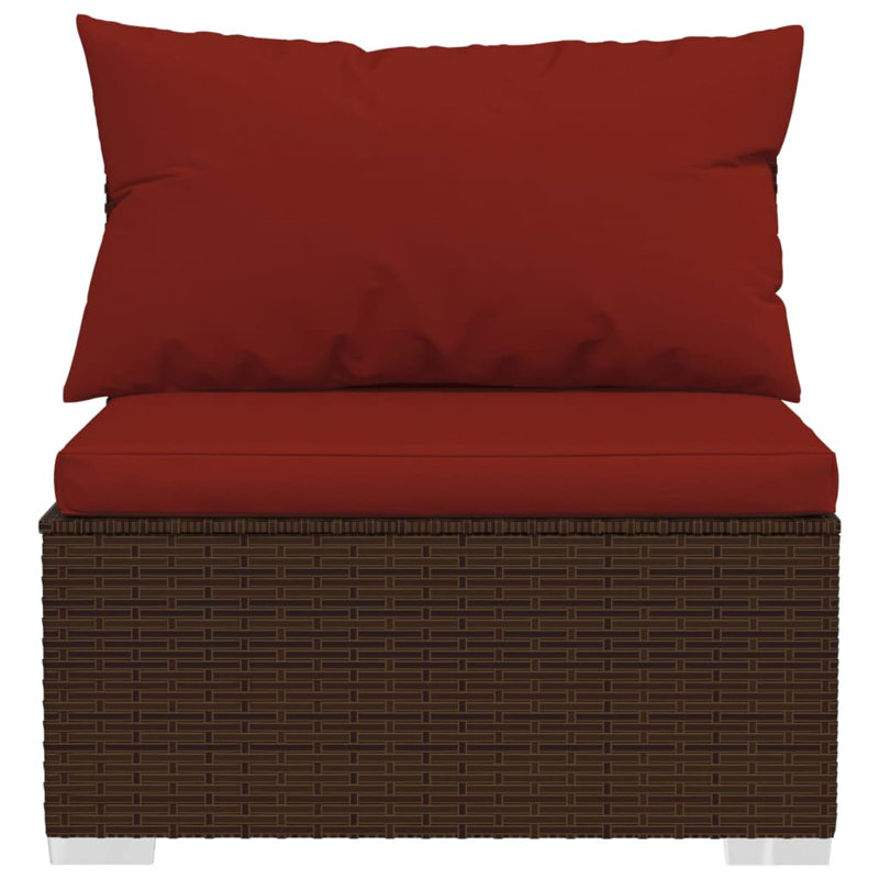 Chaise de patio avec coussins Yeliz, Rouge, Brun