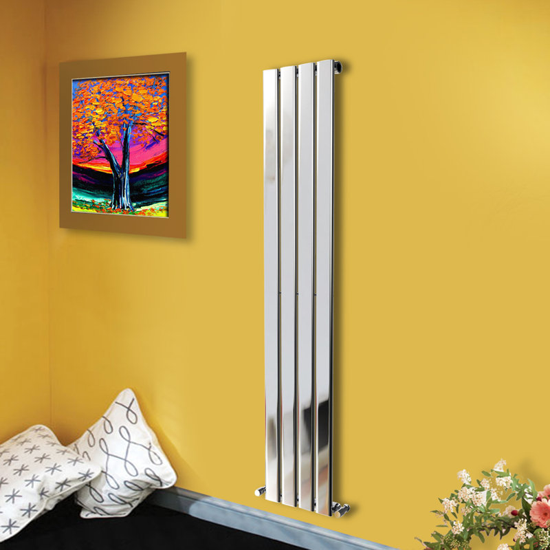 Shonnard Vertical Single Flat Panel Radiator, Chrome, 160cm H x 27.2cm W