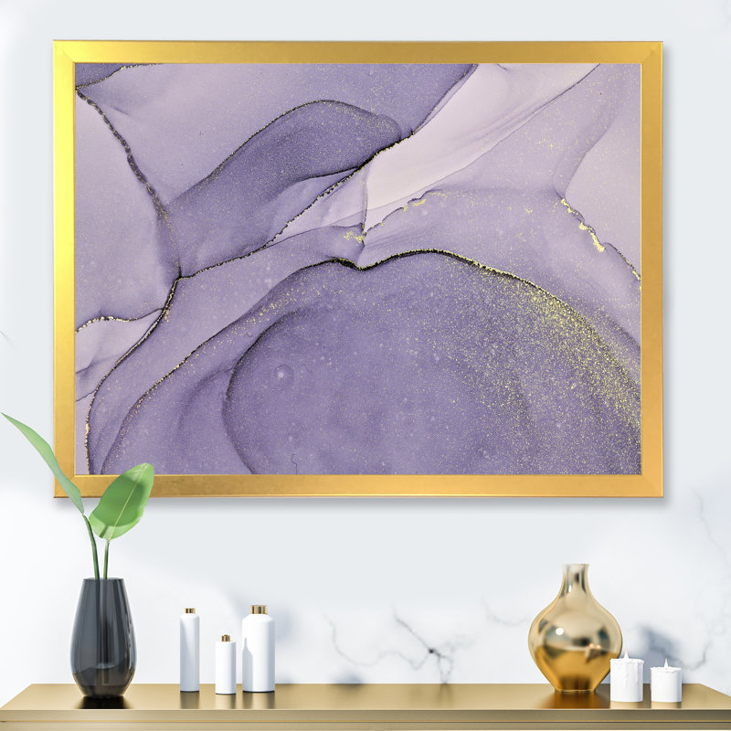 «Mauve et gris», impression sur toile, H 16 po x l 32 po x P 1 po, Encadrement doré