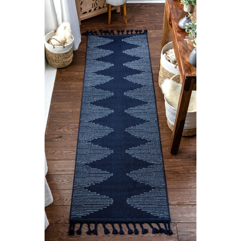 Loop-De-Loop Geometric Synthetic Area Rug, Runner 67 x 220cm