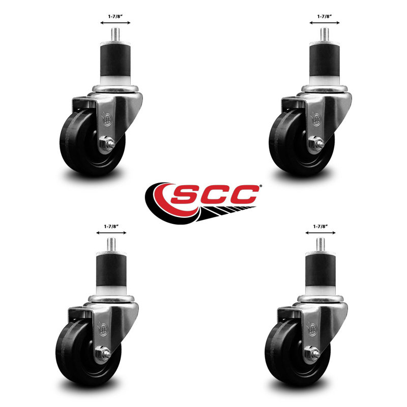 3 Inch Phenolic Wheel Swivel 1-7/8 Inch Expanding Stem Caster Set SCC