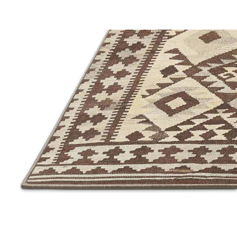 Tapis contemporain beige / brun, Rectangle 5 pi x 7 pi