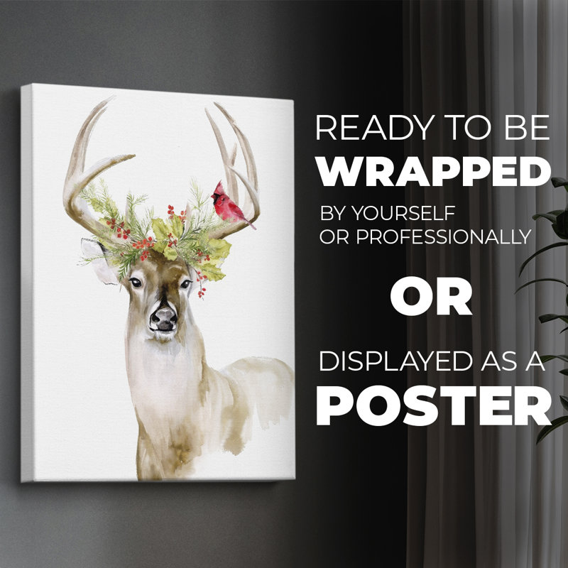 Holiday Deer I - Impression sur toile seulement - NON CADRE, H 60 po x l 40 po