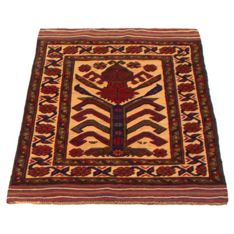 Tapis unique en laine noué à la main 2 pi 9 po x 4 pi 8 po nouvel âge Eithne