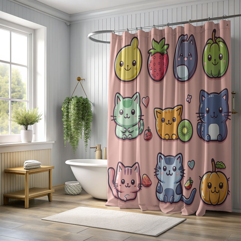 Rideau de douche Playful Kitten - Premium, H 74 po x l 71 po