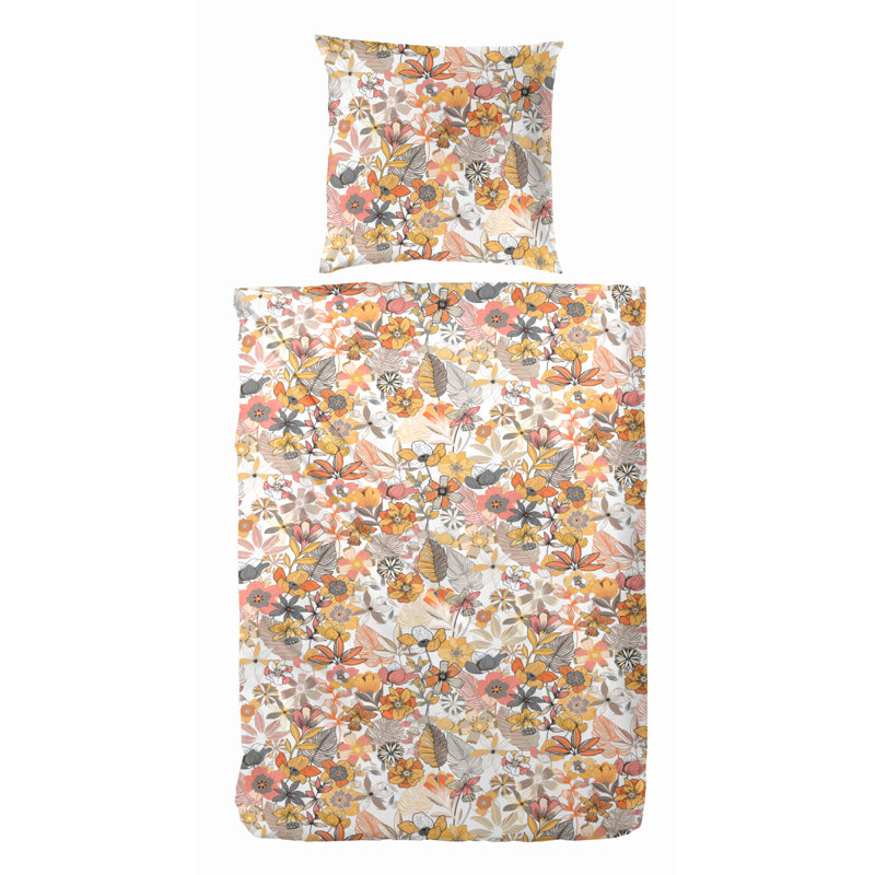 Cotton Floral Duvet Cover Set with Pillow Shams, 135 x 200