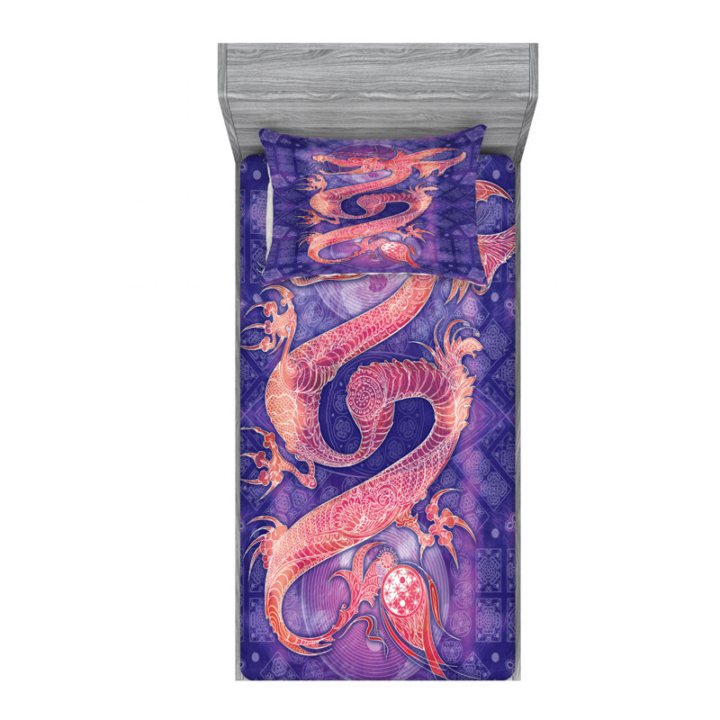 Dragon Microfiber Sheet Set, Twin Sheet Set with Fitted Sheet