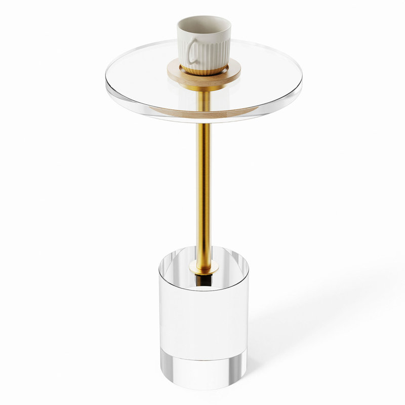 Table de bout en acrylique transparent, table d'appoint en acrylique avec base solide, plateau de table rond 11,9 x 11,9 po, hauteur 21,4 po, pour le café, les boissons, la nourriture, les collations utilisées dans le salon, la chambre à coucher et le bureau