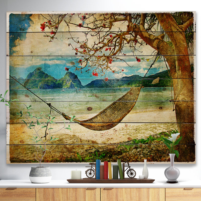 « tropical sleep swing », impression Digital, H 15 po x l 20 po x P 1 po, Bois