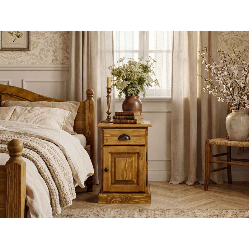 38cm W Solid Wood Bedside Table, Right-Hand Side
