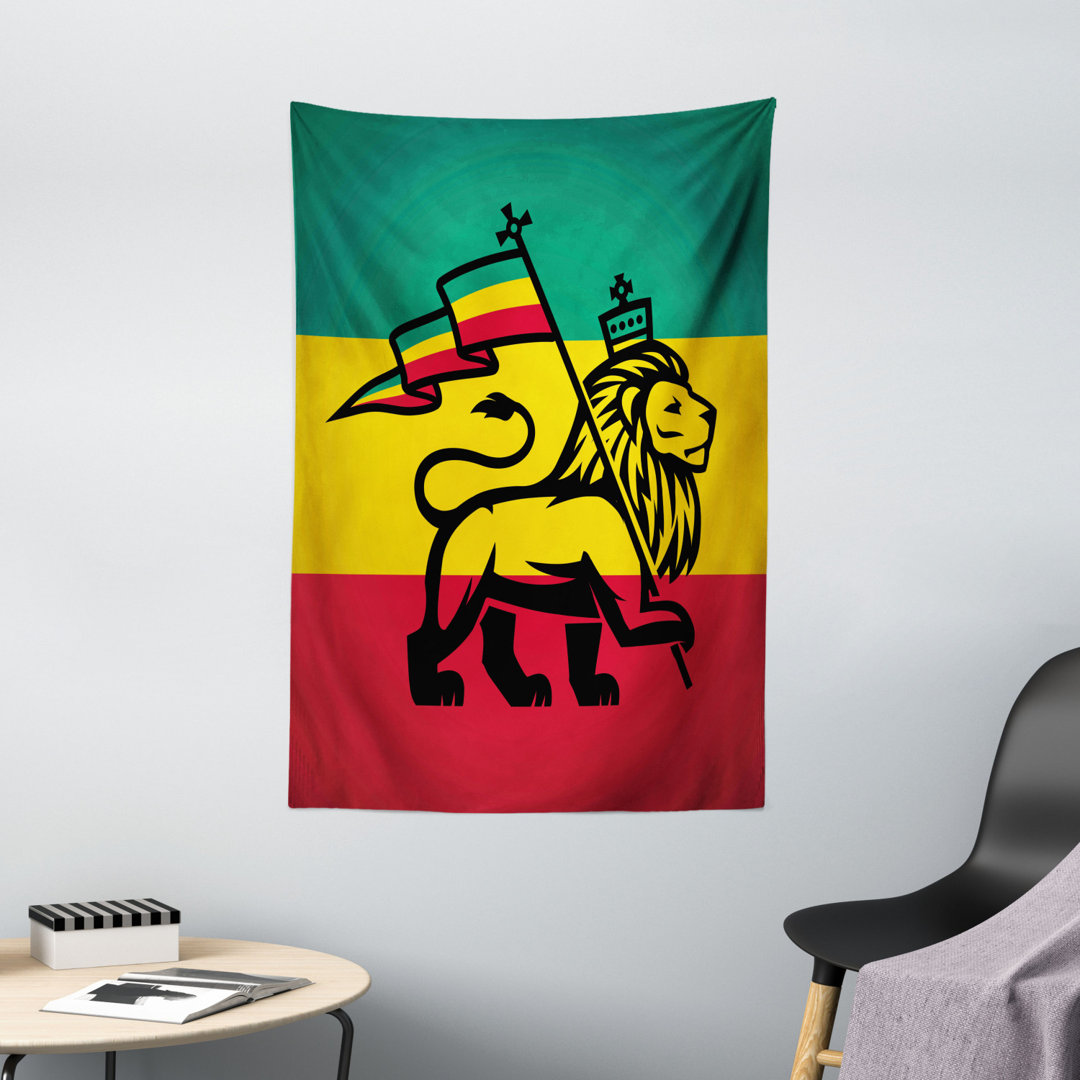 Wandbehang Löwe eine Rastafari Flagge Dschungel Reggae Thema Kunst bunte kulturelle folkloristische