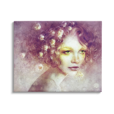 Lys de vallée, fleur, cheveux, femme, accent jaune par Anna Dittman - Peinture