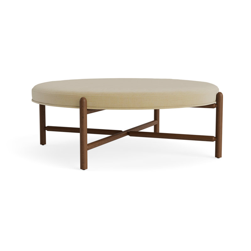 Vane 48" Round Ottoman, Walnut, Khaki