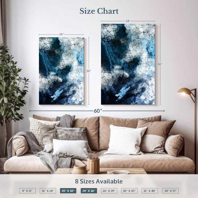 Avery Navy White Abstract, 36" H x 24" W
