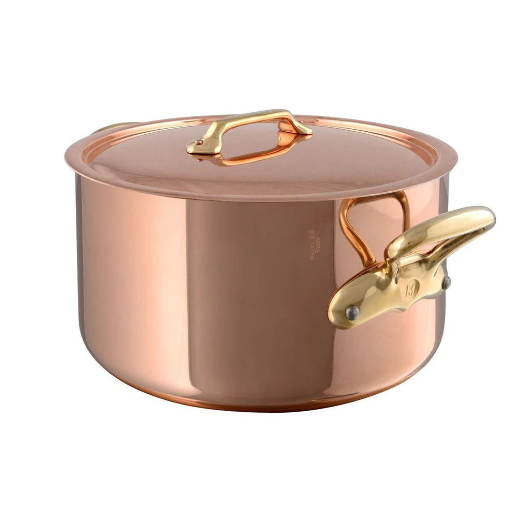 Mauviel M'Heritage 200 B Stewpan With Lid, Brass Handles, 6.1-Qt Mauviel