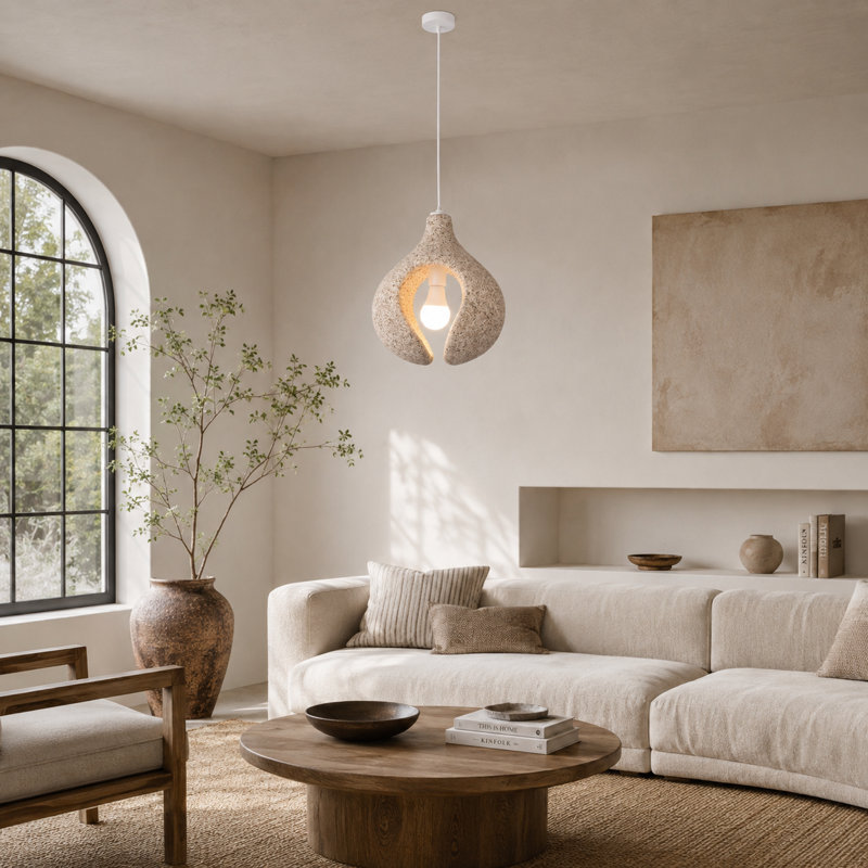 Luminaire suspendu 11,8 po Wabi-Sabi gris avec cordon réglable pour salle à manger, îlot de cuisine et chambre à coucher
