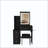 Modern Makeup Vanity Desk with 3-Color Adjustable LED Lighting, 4 Drawers & Open Storage, Vanity Set with Hair Dryer Holder, Power Outlet & Matching Dressing Chair