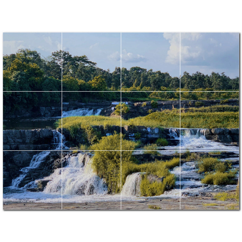 Murale en céramique satinée 8 "x 8" Waterfalls Photo