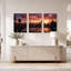 Toile urbaine au coucher du soleil avec tours d'eau, ensemble de 3 toiles d'art-131253456