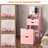 3-in-1 Multifunctional Dressing Table & Stool Set, 3-Color Lighting Modes, HD Mirror, 2 Sliding Drawers & Hidden Storage Stool-1919697043