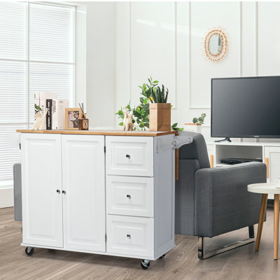 Sykora 111 cm W Kitchen Island with Wheels