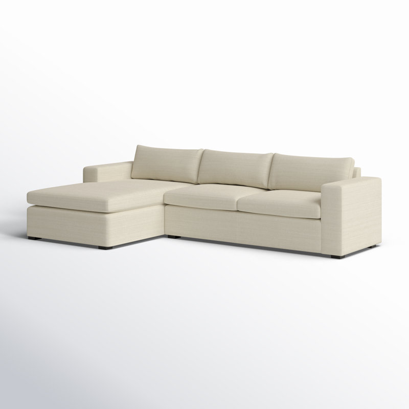 Canapé modulaire avec méridienne Benedict, Accoudoir à gauche (vu de face), Tissu performance natté crème