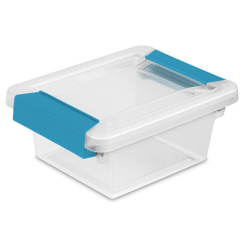 Sterilite Plastic Large Clip Bin Clear, 6 Pack & Mini Clip Storage Box, 6 Pack