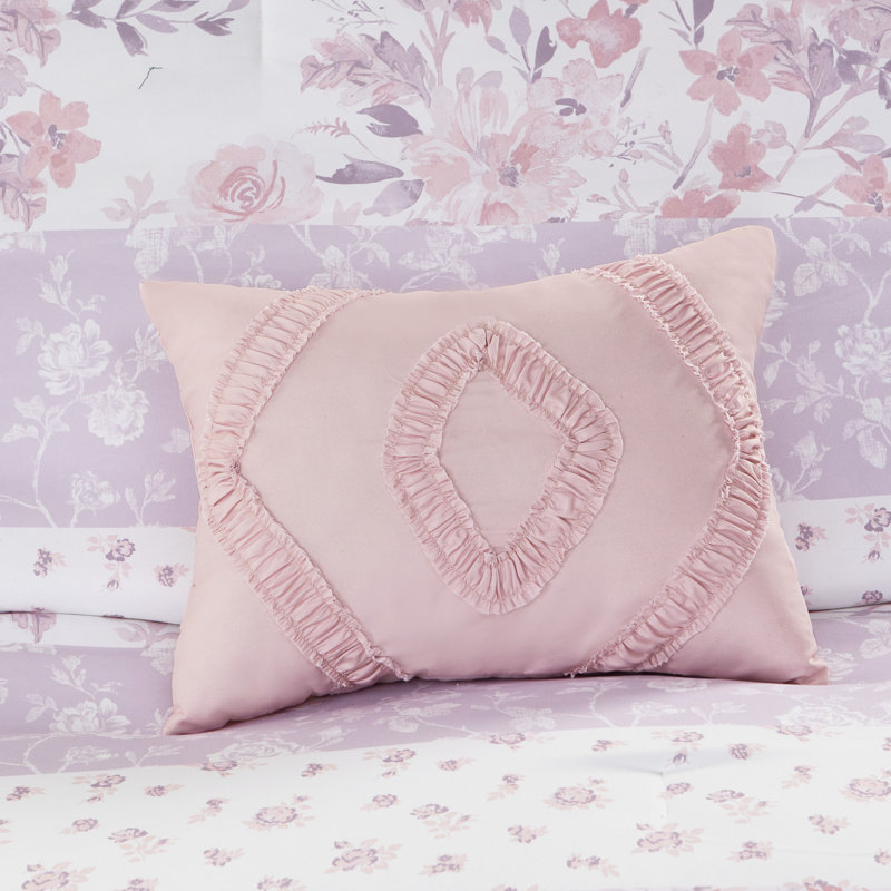 Lit double / grand avec édredon à motif cachemire floral romantique, 2 taies décoratives et coussins, édredon rose élégant / double, microfibre, coussin