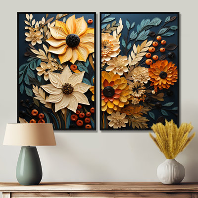 Abstrait symphonie de tournesols - art mural traditionnel jaune