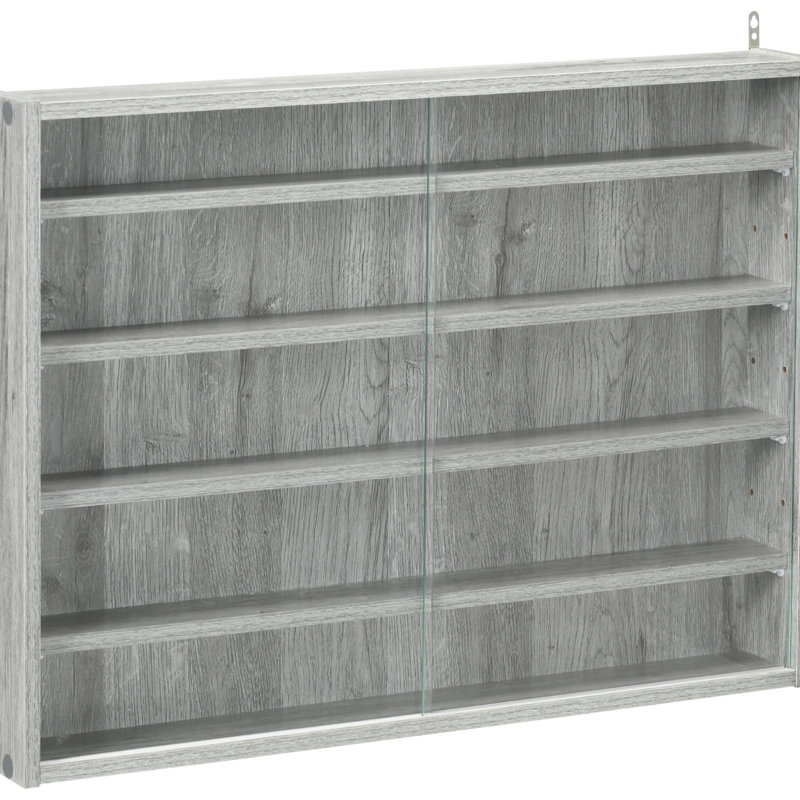 Vitrine 2 portes en verre gris avec 5 tablettes réglables - parfait pour exposer et collectionner